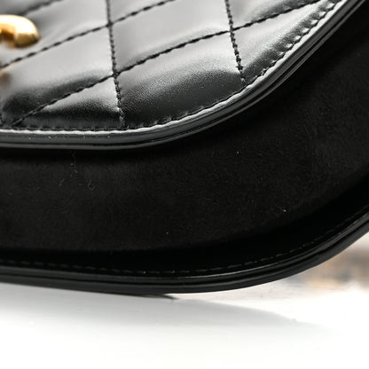 Chanel Shiny Calfskin Quilted Suede Goatskin Belt Bag Black 10 of 13