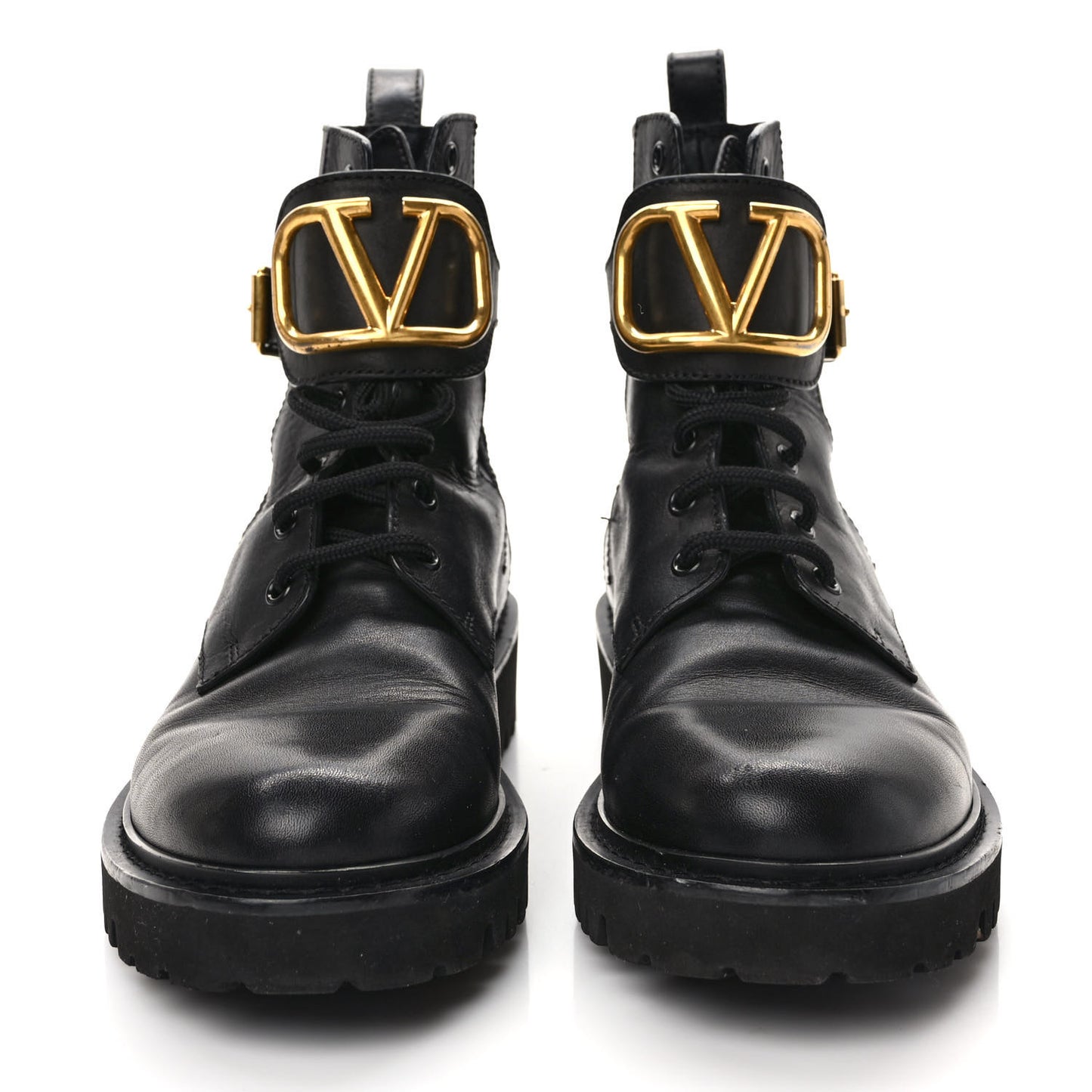 Calfskin Womens VLOGO 35mm Combat Boots 40 Black