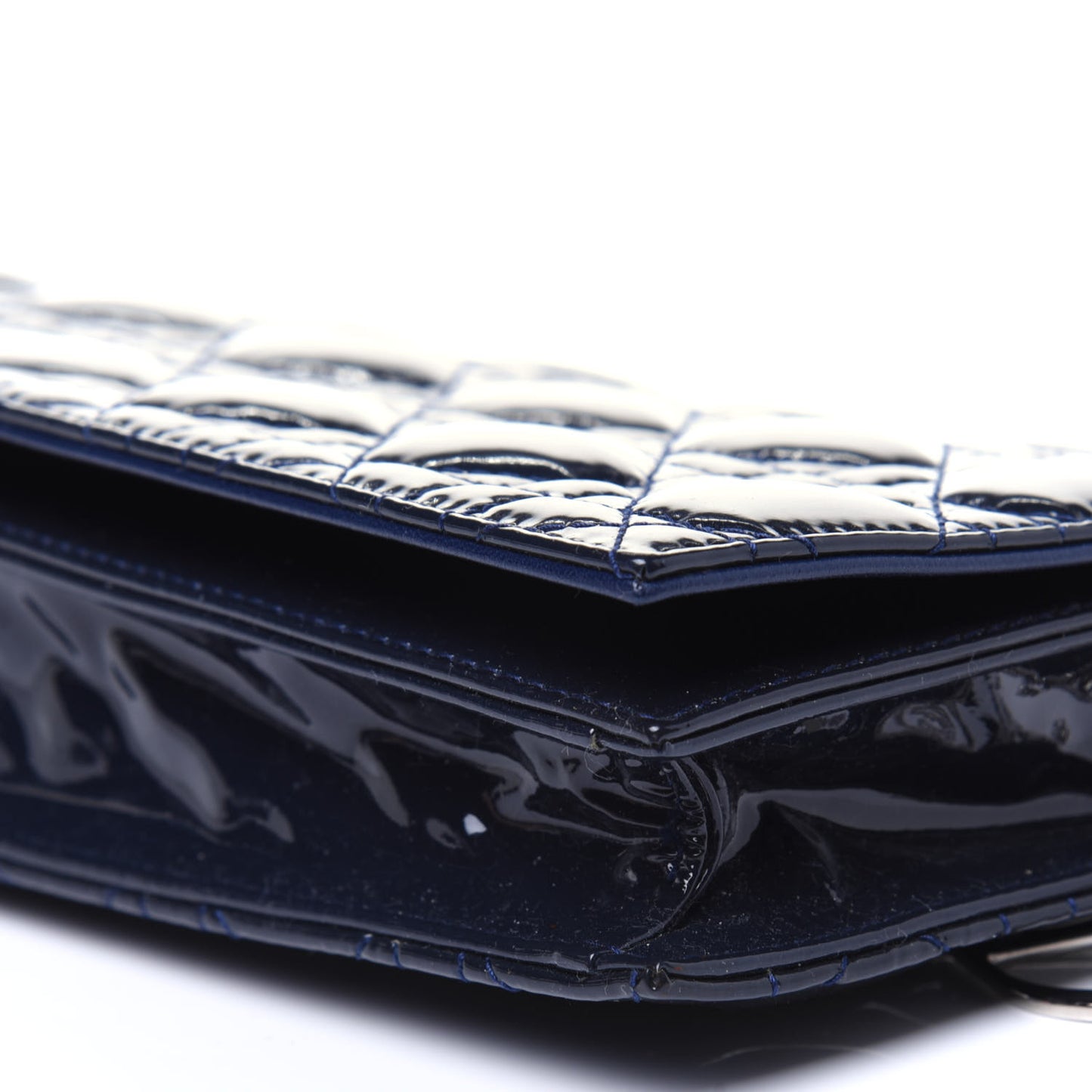 Patent Cannage Lady Dior Convertible Clutch Navy Blue