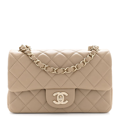 Chanel Lambskin Quilted Mini Rectangular Flap Beige 1 of 10