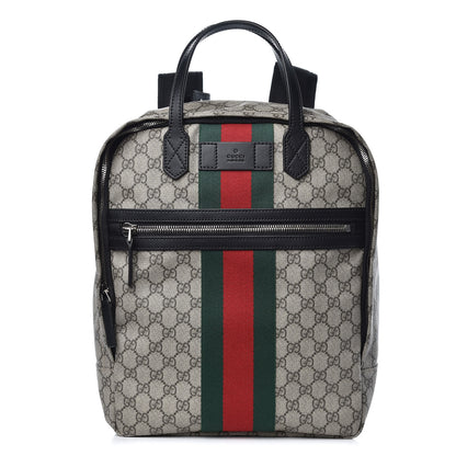 Gucci Soft GG Supreme Monogram Appia Calfskin Web Tote Backpack Beige Ebony Black 1 of 10