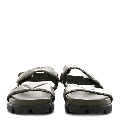 Prada Nappa Quilted Padded Slingback Sandals 40 Militare 3 of 11