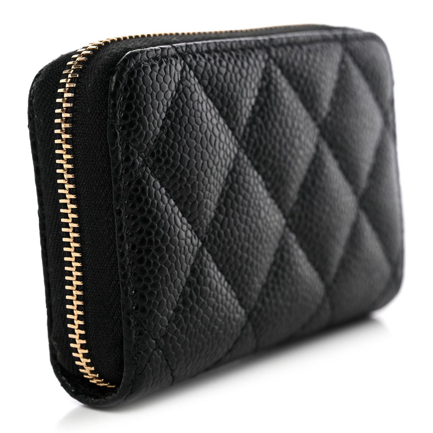 Caviar Quilted Zip Coin Purse Black