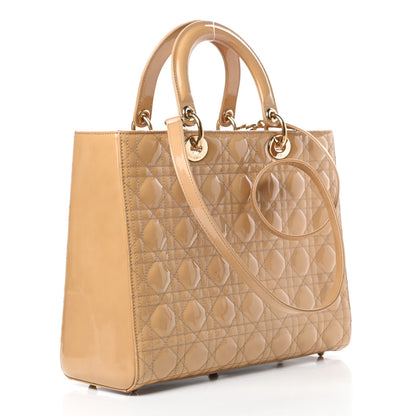 Christian Dior Patent Cannage Large Lady Dior Beige 3 of 12