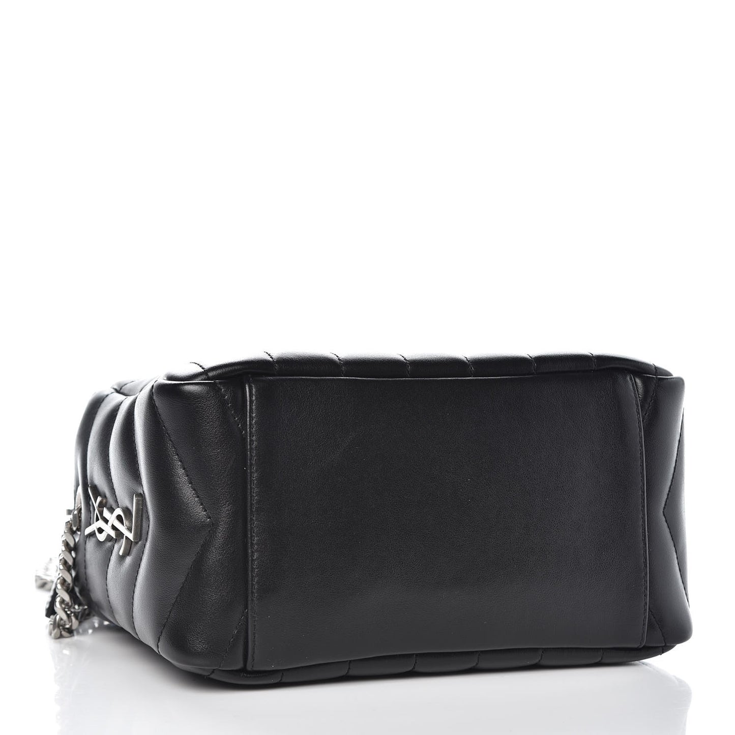 Calfskin Y Quilted Monogram Small Loulou Bowling Bag Black