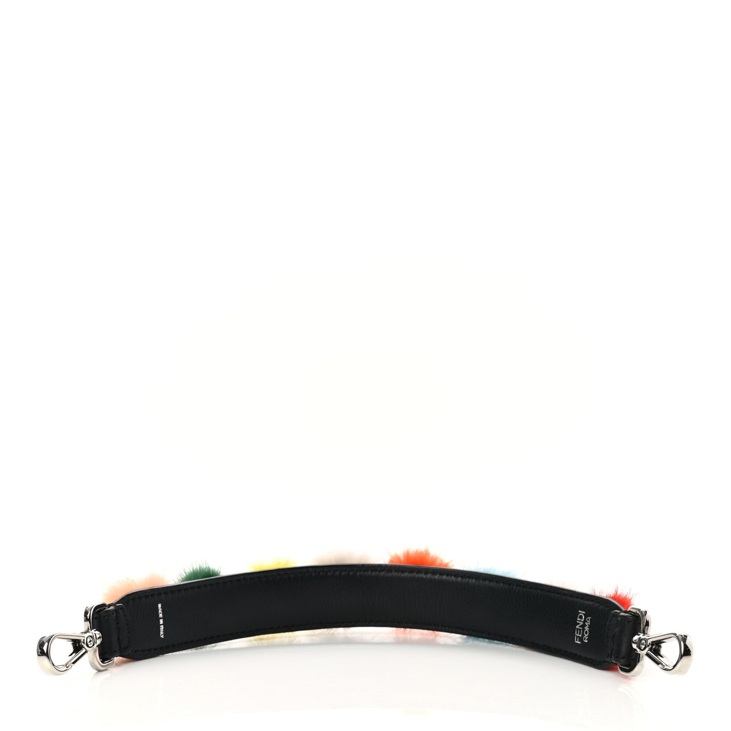 Mink Fur Pom Pom Mini Strap You Black Multicolor