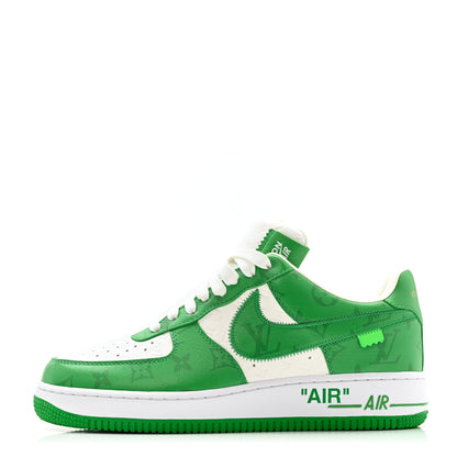 Louis Vuitton X NIKE AIR FORCE 1 Calfskin Monogram Mens Low Top Sneakers 8 Green 1 of 10