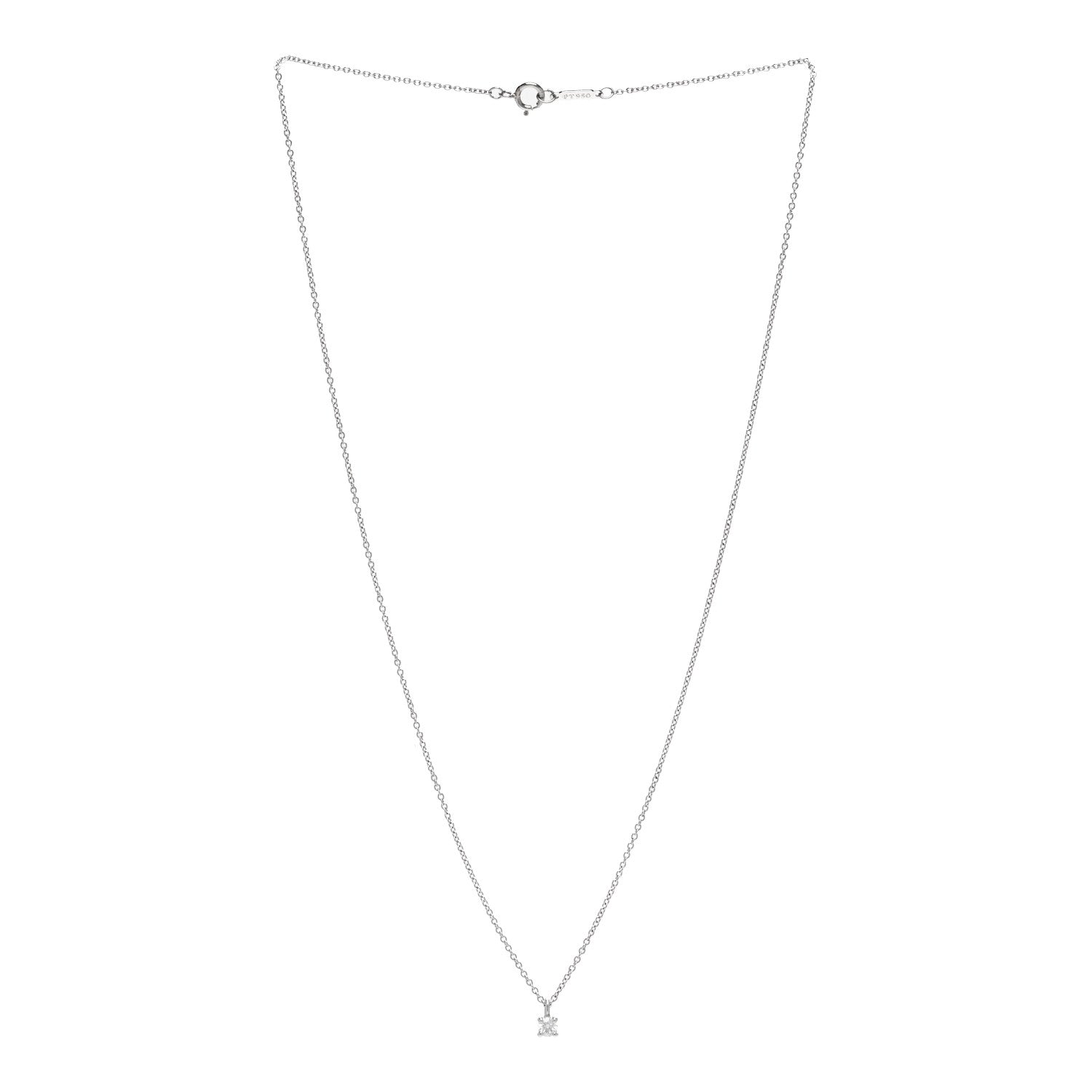 Tiffany Platinum Diamond .12ct Solitaire Pendant Necklace 3 of 6