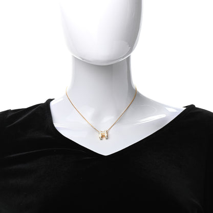 Hermes Lacquered Gold Pop H Pendant Necklace White 2 of 7