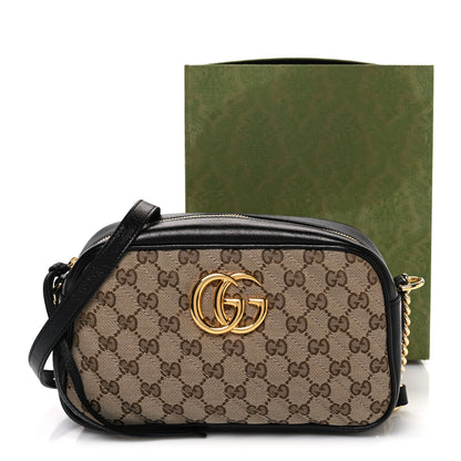 Gucci Monogram Matelasse Diagonal Small GG Marmont Chain Shoulder Bag Beige Black 11 of 11