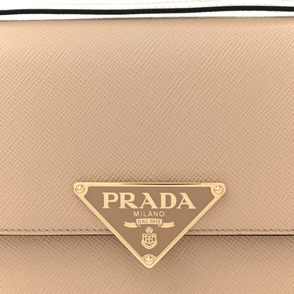 Prada Saffiano Cuir Triangle Embleme Flap Shoulder Bag Sabbia 7 of 11