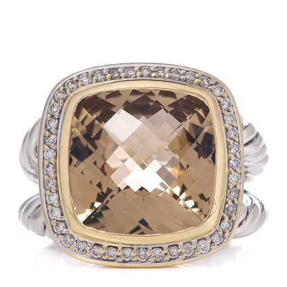 David Yurman Sterling Silver 18K Yellow Gold Diamond Champagne Citrine 14mm Albion Ring 54 7 1 of 6