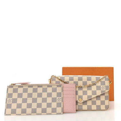 Louis Vuitton Damier Azur Pochette Felicie Chain Wallet Rose Ballerine 14 of 14