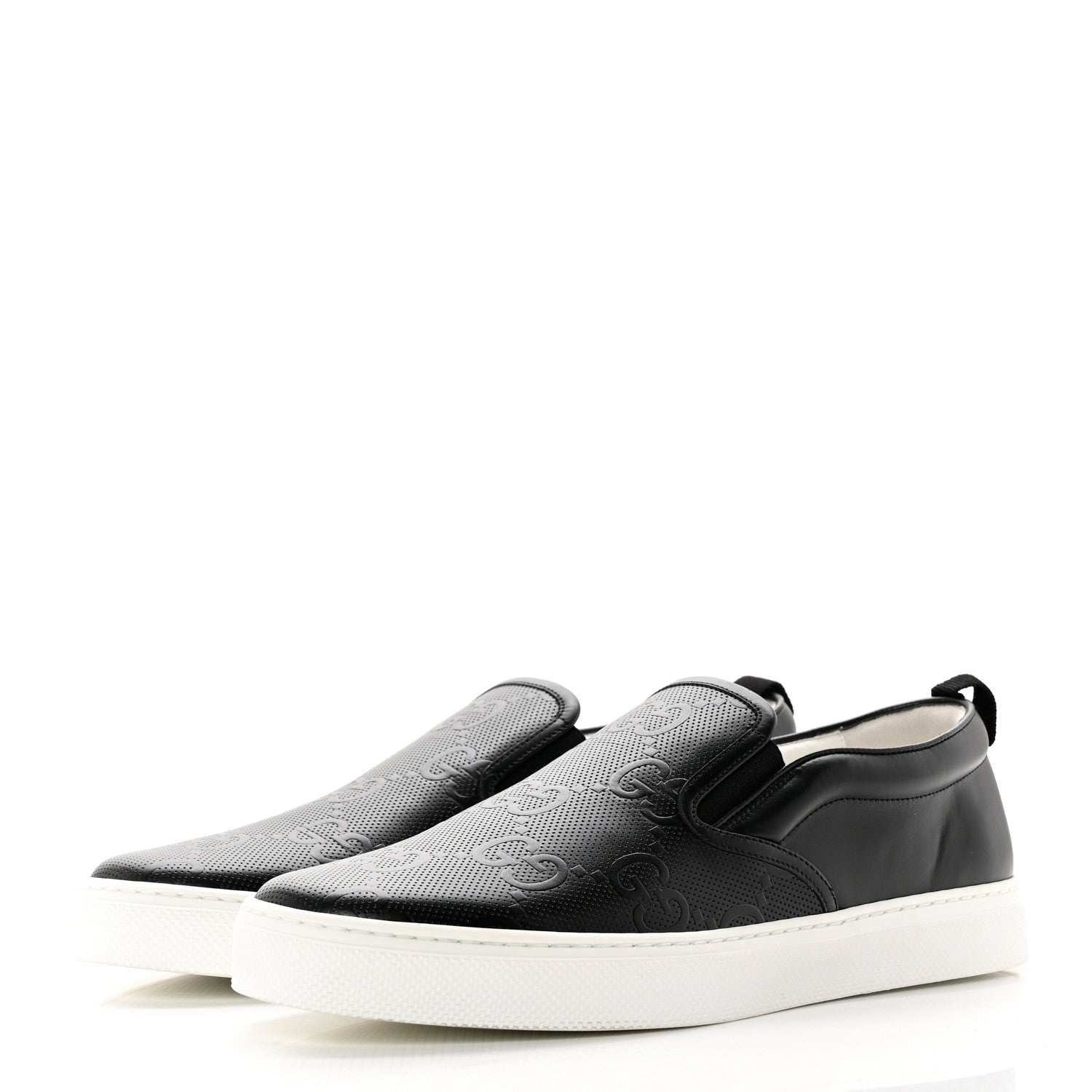 Gucci Calfskin GG Monogram Embossed Perforated Mens Dublin Slip On Sneakers 11 Black 3 of 9