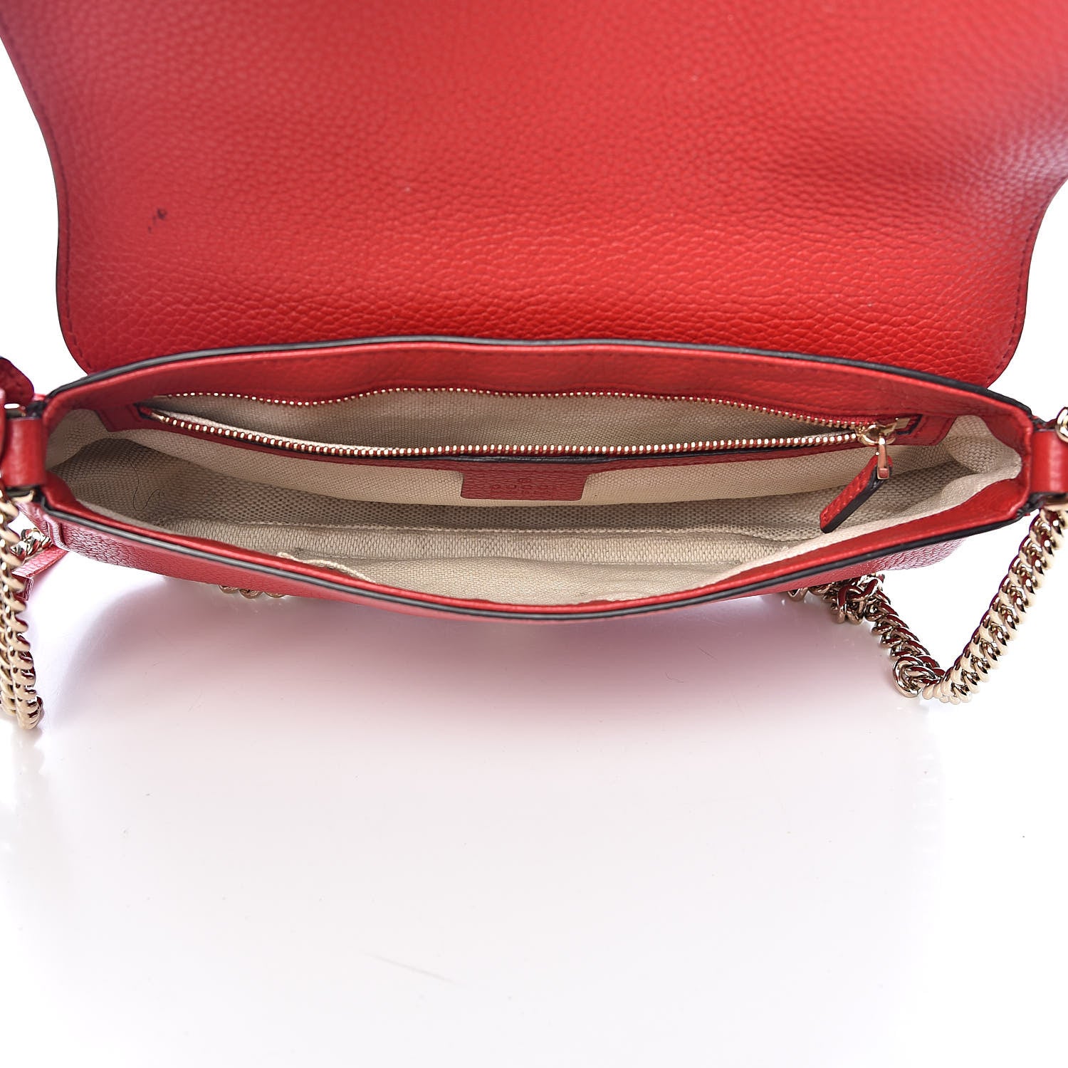 Gucci Pebbled Calfskin Medium Soho Flap Crossbody Red 5 of 13