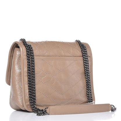 Saint Laurent Crinkled Calfskin Matelasse Monogram Baby Niki Chain Satchel Light Taupe 3 of 7
