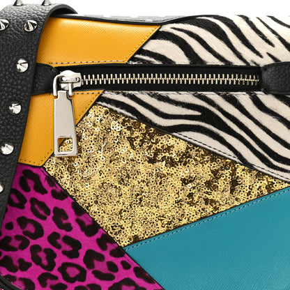 Marc Jacobs Calfskin Print Nomad Patchwork Saddle Bag Black Multicolor 7 of 10