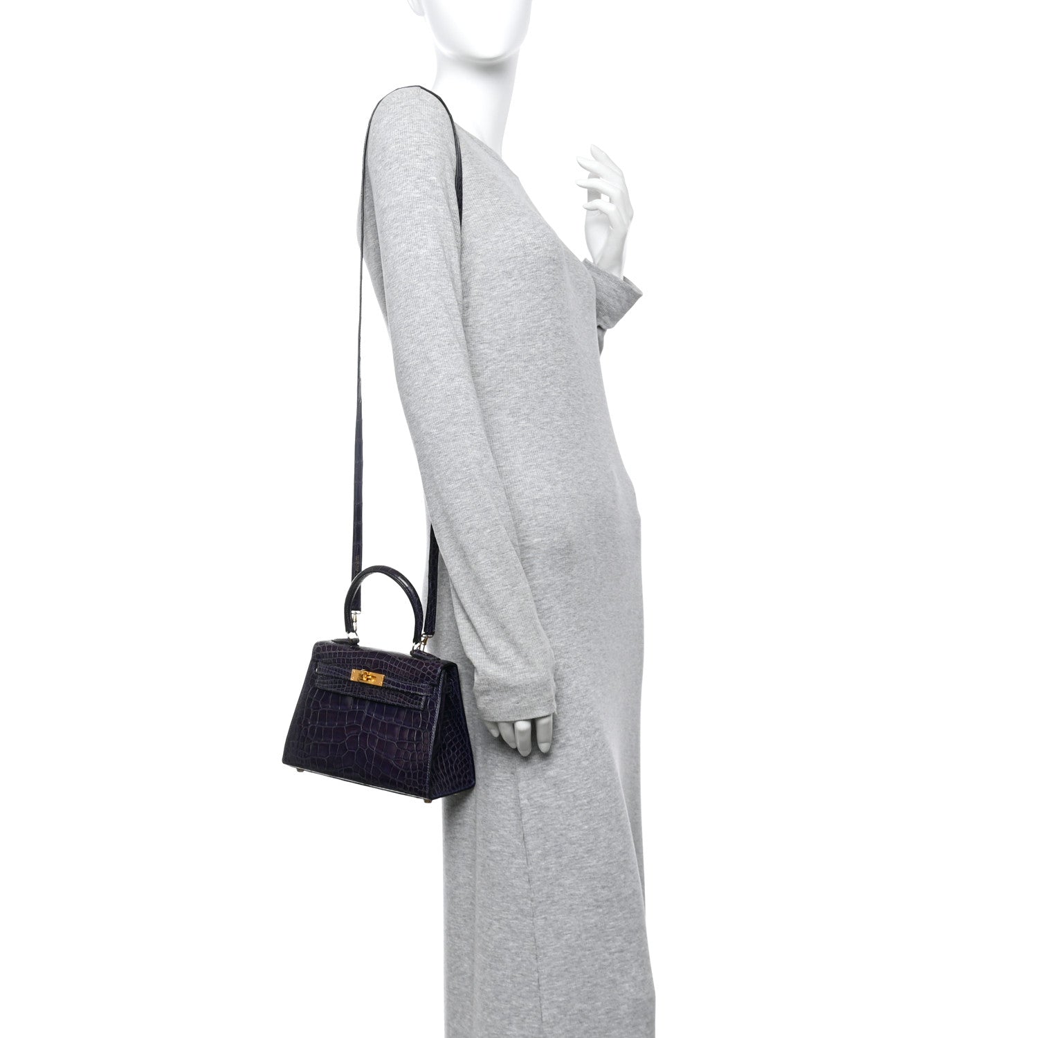 Hermes Shiny Alligator Mini Kelly Sellier 20 Amethyste 2 of 14