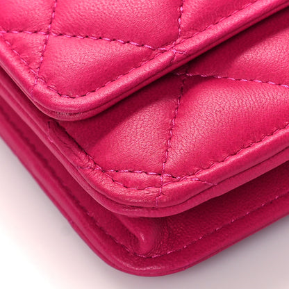Chanel Lambskin Quilted CC Pearl Crush Wallet on Chain WOC Dark Pink 8 of 11