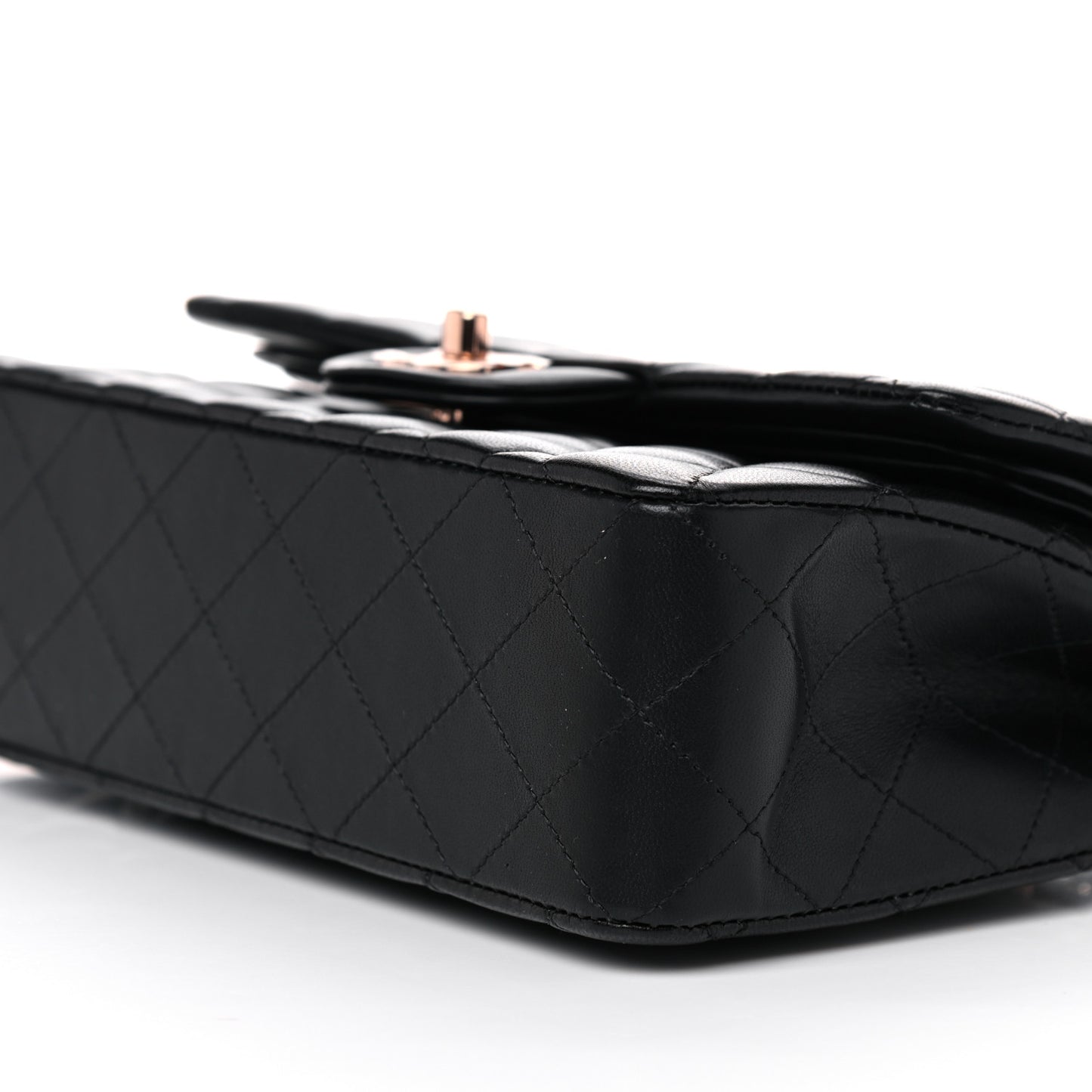 Lambskin Quilted Small Double Flap Black