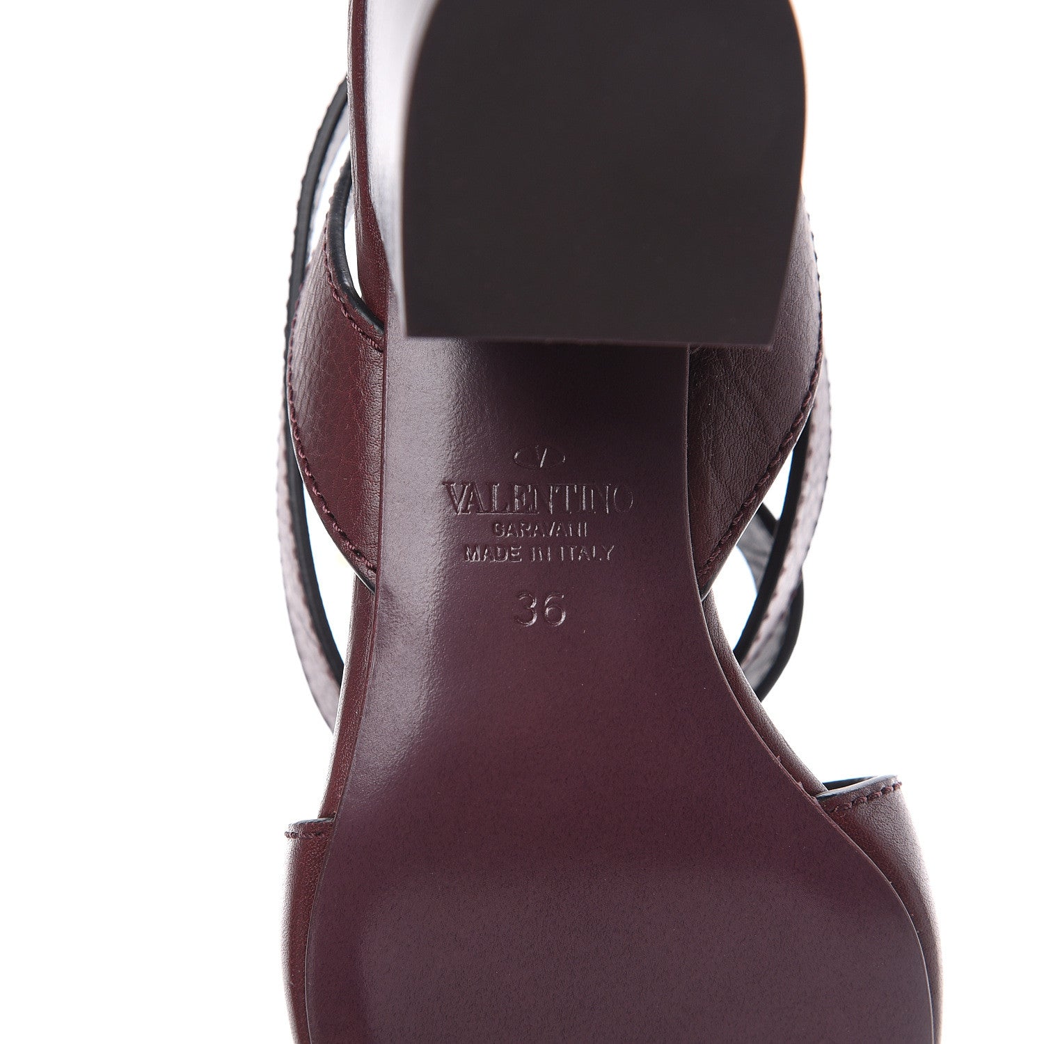 Valentino Garavani Grainy Cowhide VLogo 60mm Sandals 36 Rubin 6 of 8