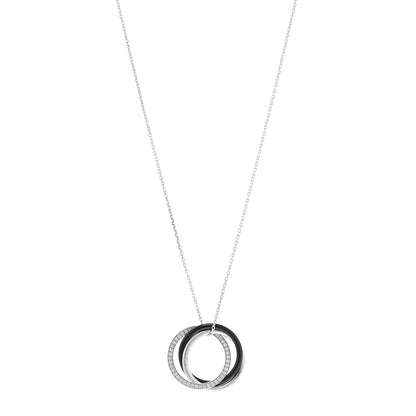 Cartier 18K White Gold Palladium Black Ceramic Diamond Trinity Pendant Necklace 1 of 5