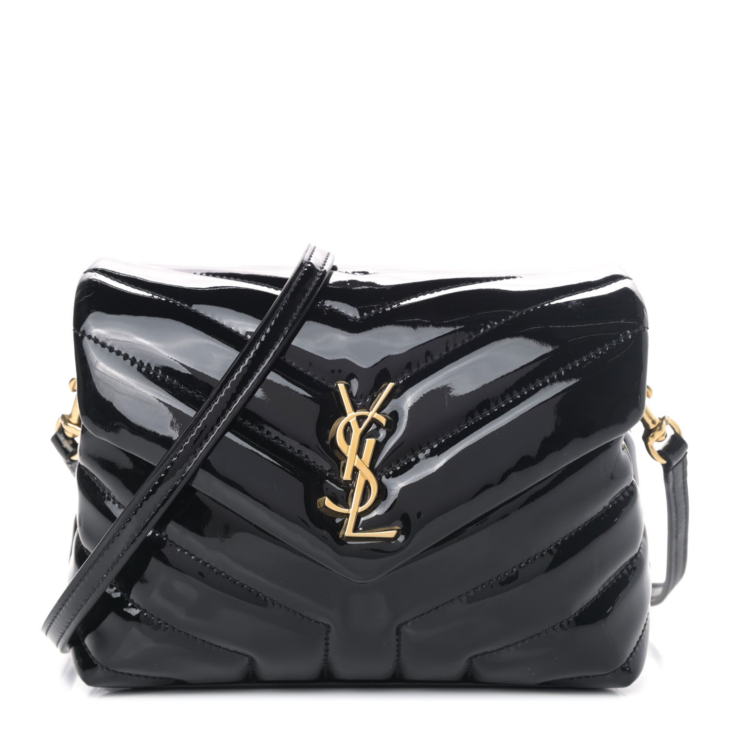 Saint Laurent Patent Y Quilted Monogram Toy Loulou Crossbody Bag Black 1 of 8