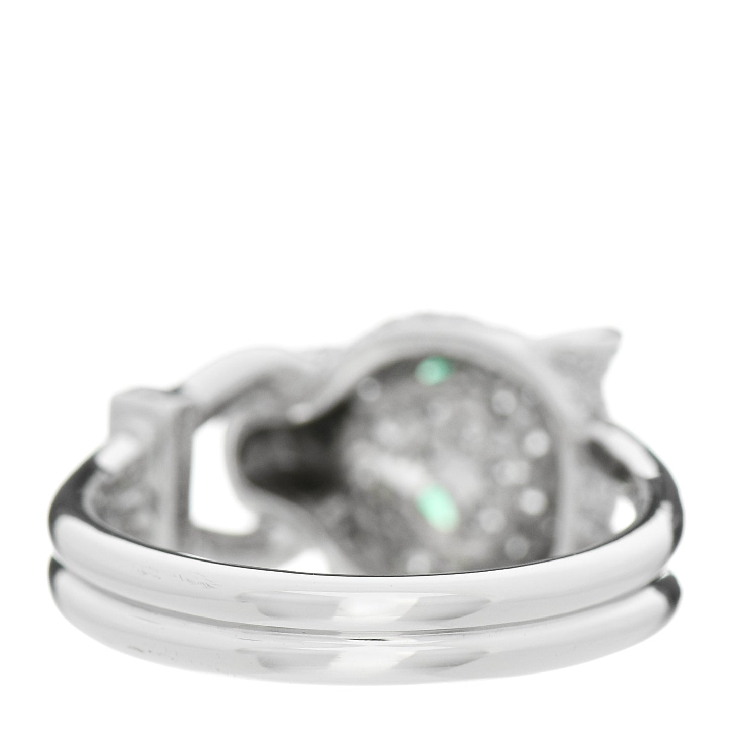 18K White Gold Diamond Emerald Black Onyx Panthere de Cartier Ring 53 6.25