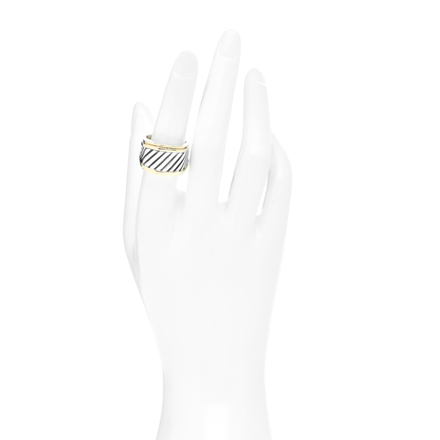 Sterling Silver 18K Yellow Gold Cable Cigar Band Ring 54 6.75