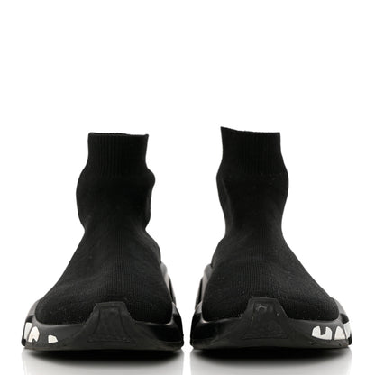 Balenciaga Neoprene Knit Womens Speed Graffiti Sneakers 37 Black White 2 of 8