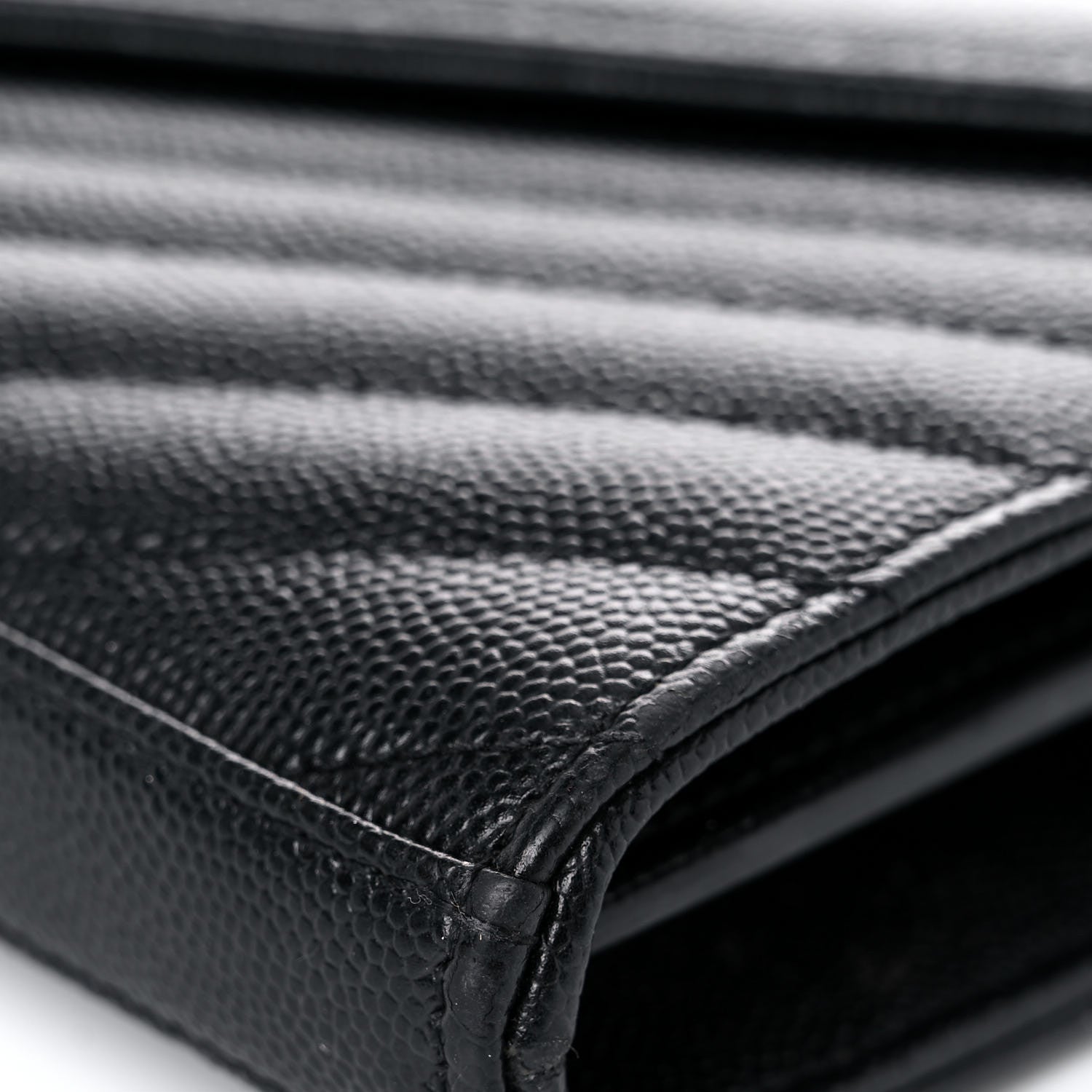 Saint Laurent Grain De Poudre Matelasse Chevron Monogram Chain Wallet Black 17 of 19
