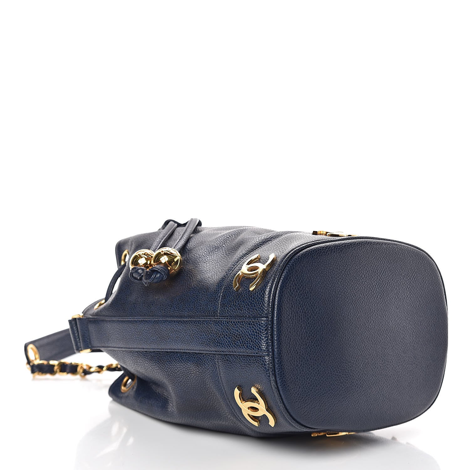 Chanel Caviar CC Drawstring Shoulder Bag Blue 5 of 12