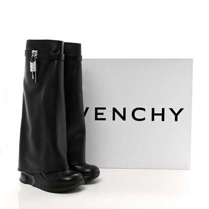 Givenchy Grained Calfskin Shark Lock Biker Knee Boots 38 Black 8 of 8