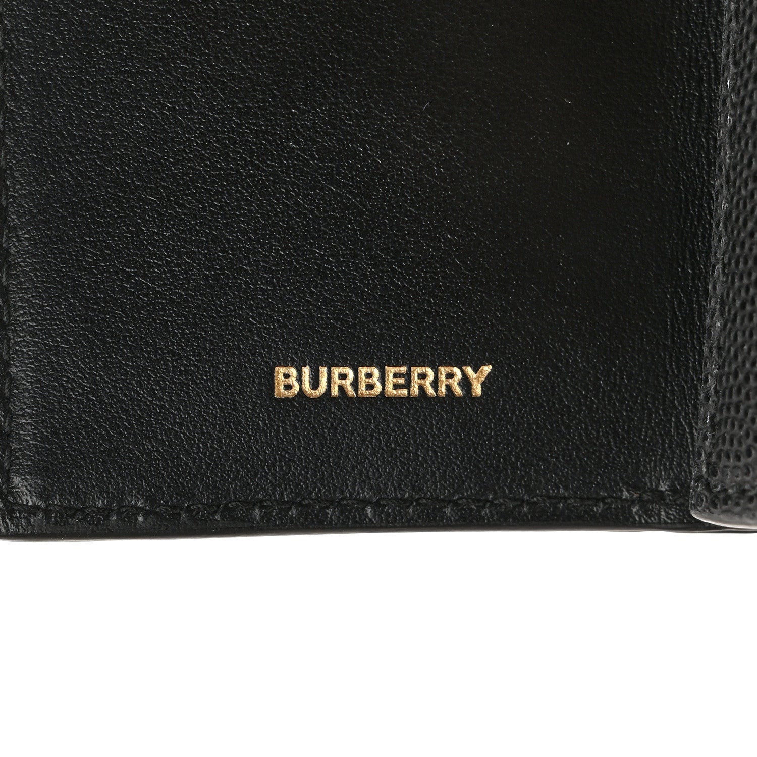 Burberry Grained Calfskin TB Compact Tri-Fold Wallet Black 6 of 6