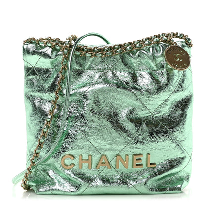 Chanel Metallic Calfskin Quilted Mini Chanel 22 Green 1 of 10