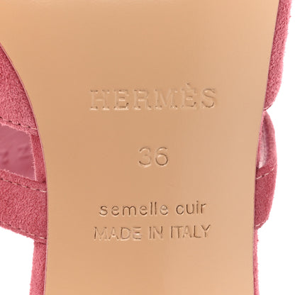 Hermes Suede Goatskin Satin Cute Sandals 36 Rose Aphrodite 6 of 9