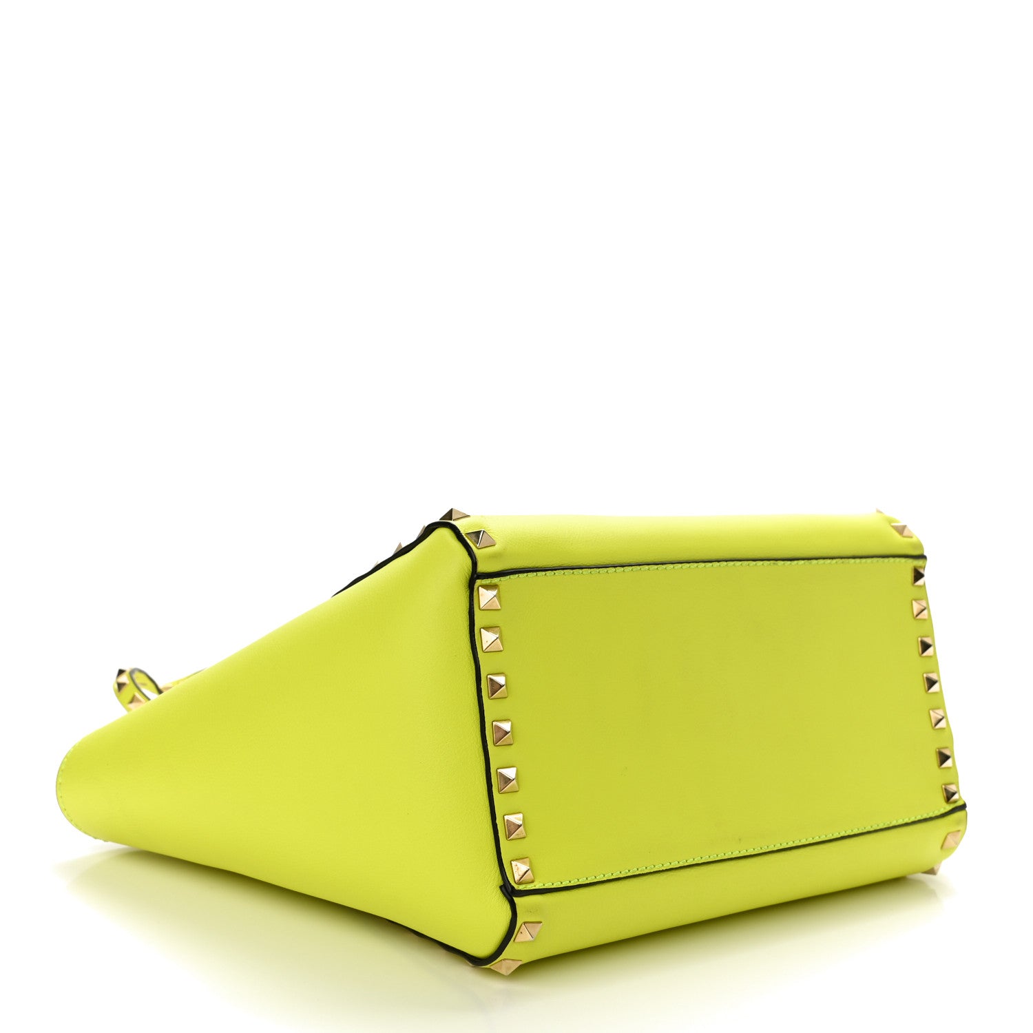 Valentino Garavani Vitello Small Rockstud Double Handle Tote Yellow Fluo 3 of 11