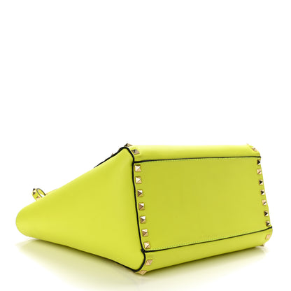 Valentino Garavani Vitello Small Rockstud Double Handle Tote Yellow Fluo 3 of 11