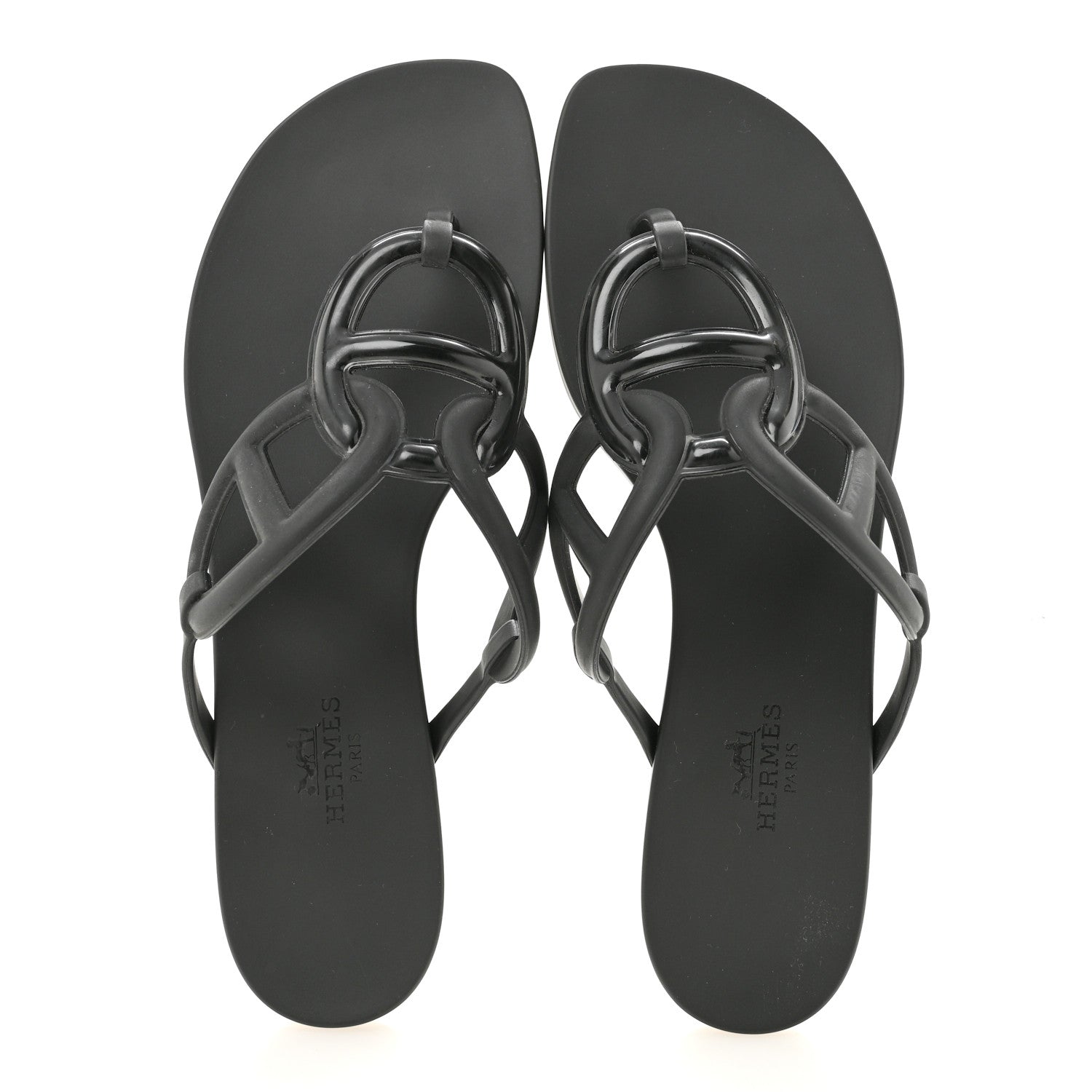 Hermes Rubber Womens Egerie Sandals 37 Black 2 of 10