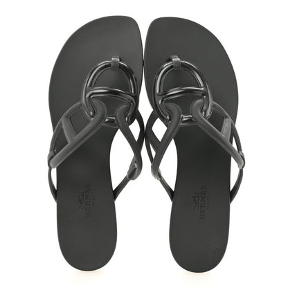 Hermes Rubber Womens Egerie Sandals 37 Black 2 of 10