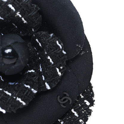 Chanel Tweed Camellia Pin Brooch Black 3 of 3