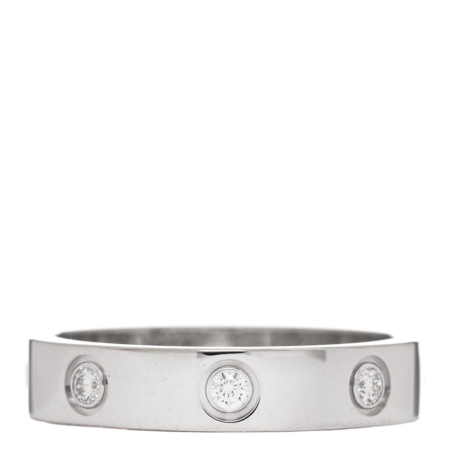 Cartier 18K White Gold 8 Diamond 4mm Wedding Band LOVE Ring 52 6 1 of 4