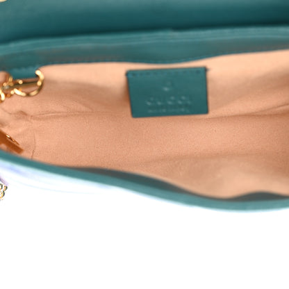 Gucci Azalea Calfskin Enamel Matelasse Diagonal Super Mini Torchon GG Marmont Shoulder Bag Imperial Blue Pavone 5 of 11