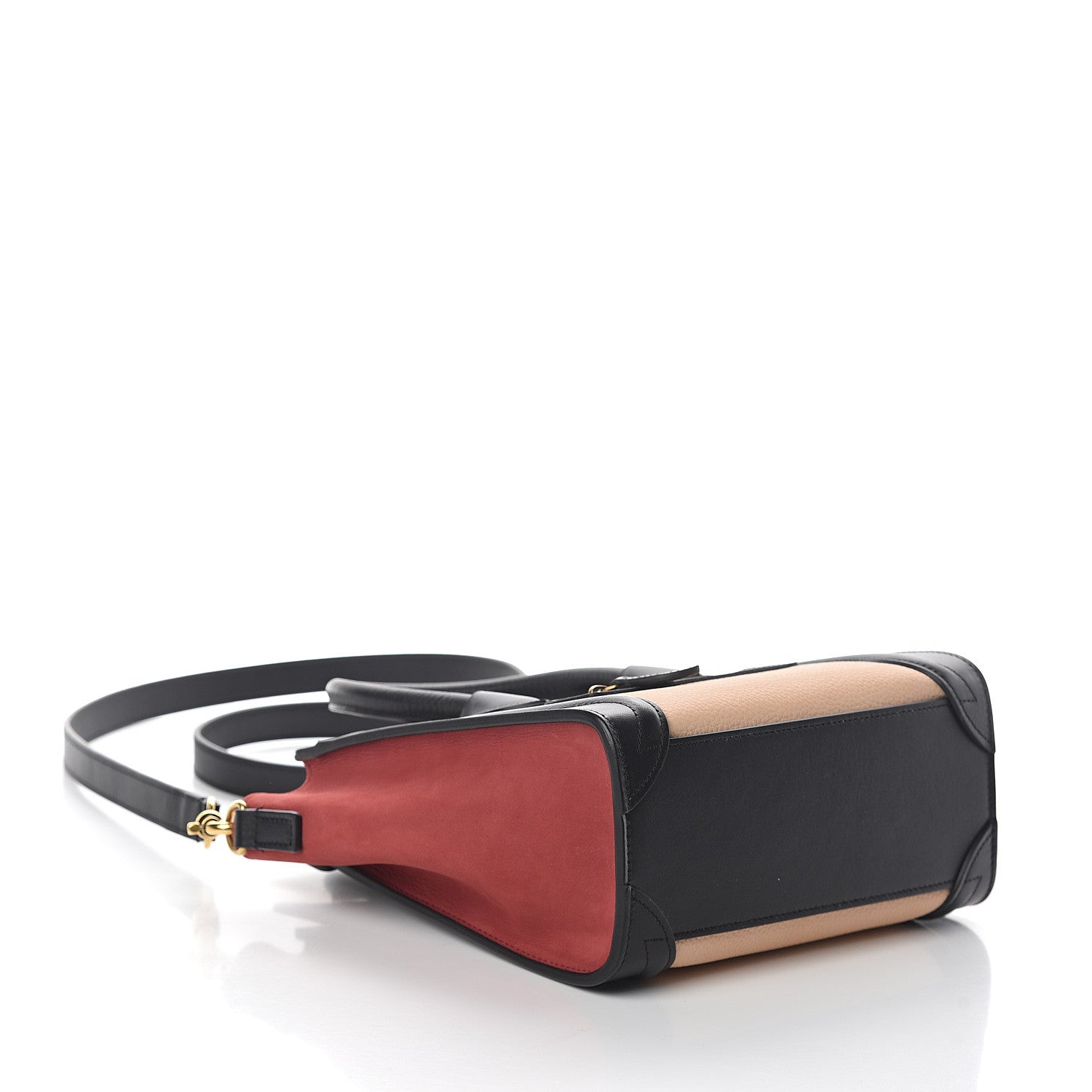 Celine Drummed Calfskin Nubuck Nano Tri-Color Luggage Ruby 3 of 8