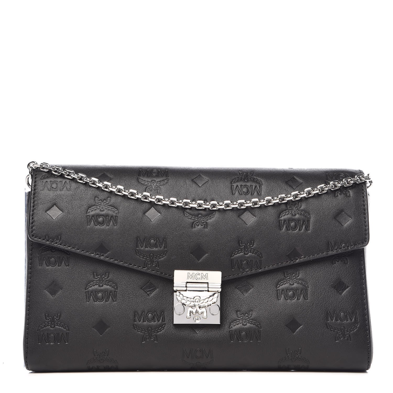 MCM Calfskin Ottomar Monogram Medium Millie Crossbody Bag Black 1 of 9