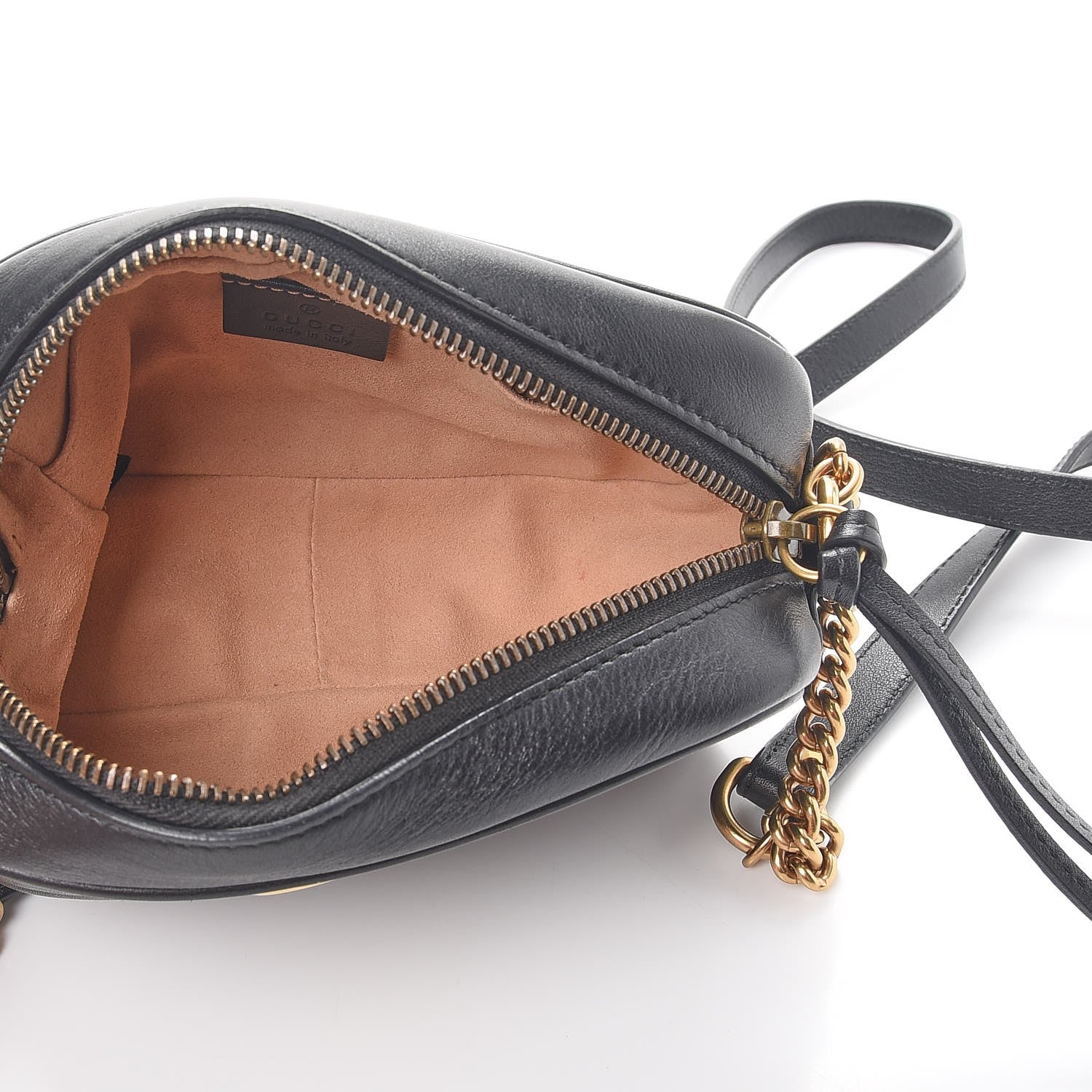 Gucci Calfskin Matelasse Mini GG Marmont Chain Shoulder Bag Black 5 of 8