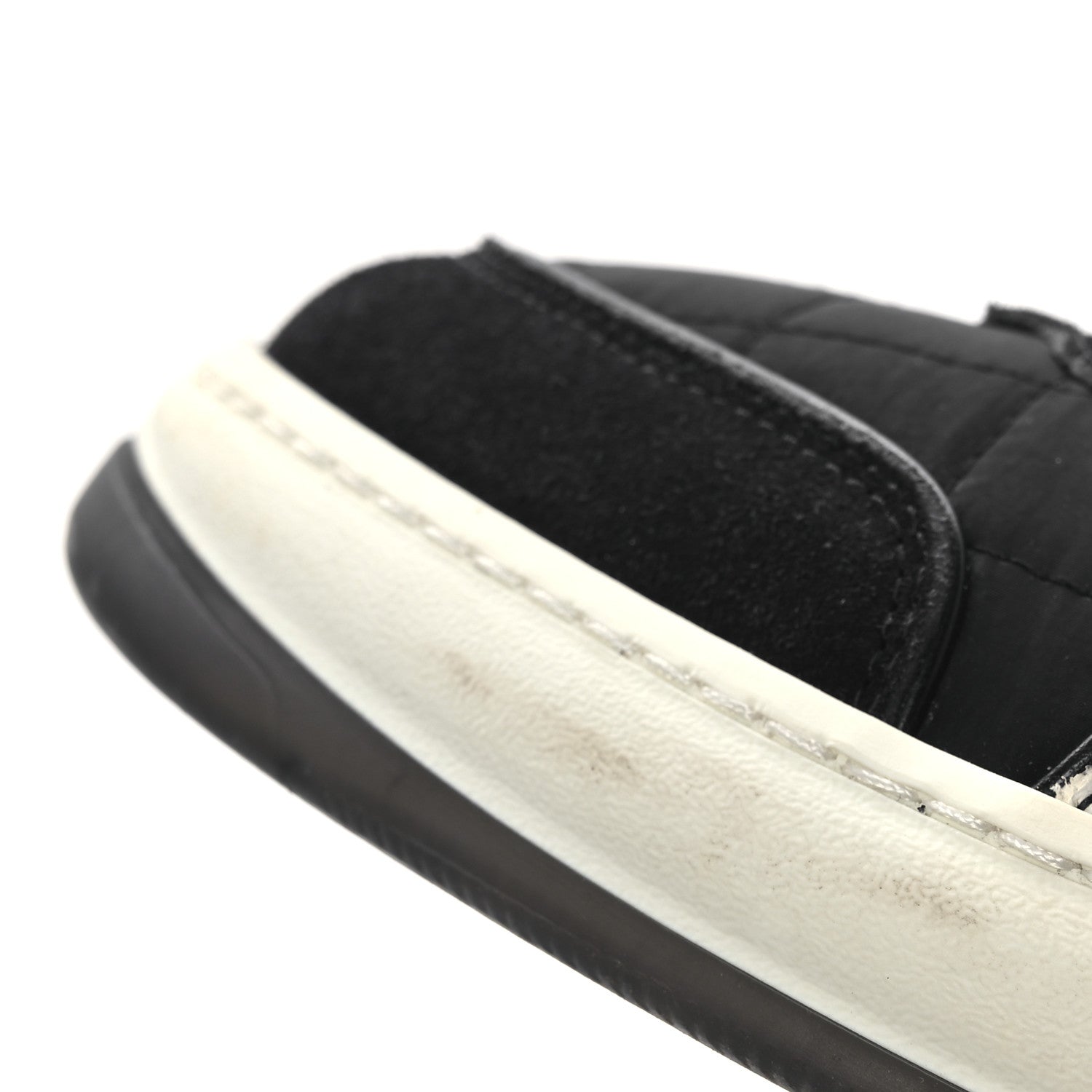Chanel Suede Fabric Calfskin Womens CC Sneakers 41 Black White 12 of 13