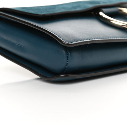 Chloe Suede Calfskin Small Faye Shoulder Bag Majolica Blue 9 of 16