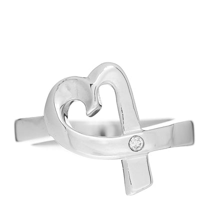 Tiffany Sterling Silver Paloma Picasso Diamond Loving Heart Ring 52 6 1 of 4