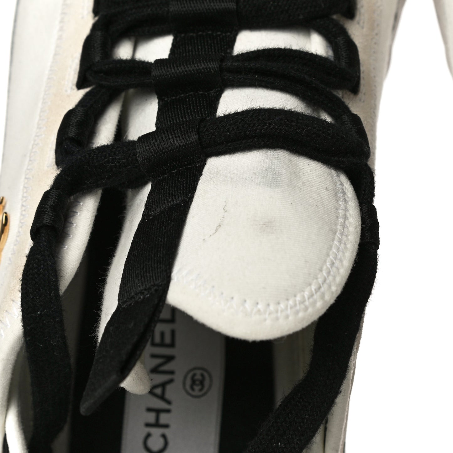 Fabric Calfskin Suede CC Sneakers 41 Ivory Black